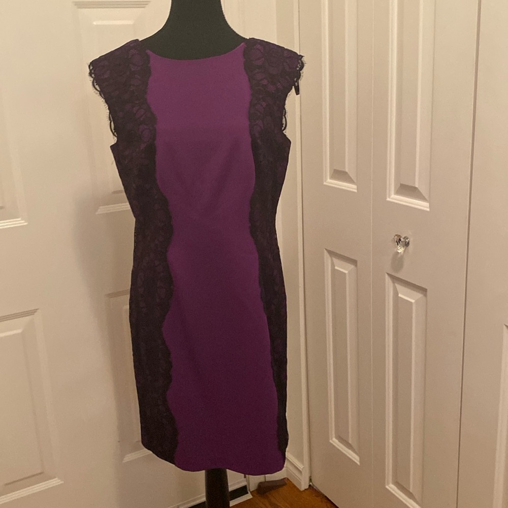 Phoebe Couture Purple W/ Black Lace Dress